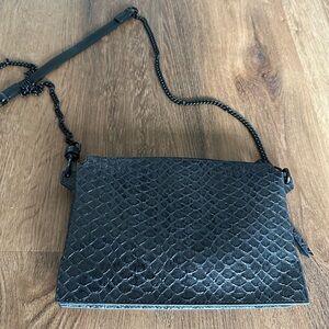 All Saints Fletcher crossbody bag in Black Python with black hardware